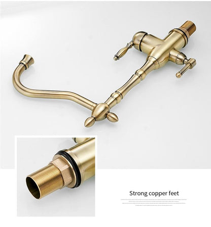 Galileo Galilei Swivel Spout Single-Hole Dual-Handle Kitchen Sink Faucet