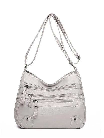 PU Leather Multi Pockets Shoulder Bag