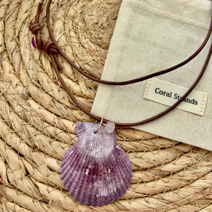 Sea Shell Pendant Necklace with Semi-Precious Gemstones