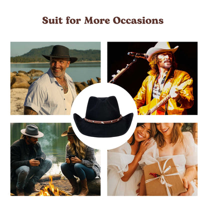 Raven Black Felt Cowboy Hat