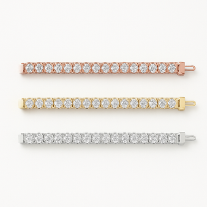 Set of Three 6ctw Created Moissanite Tennis Bracelets – 3mm Stones – 14K Gold Overlay in White, Yellow & Rose Gold