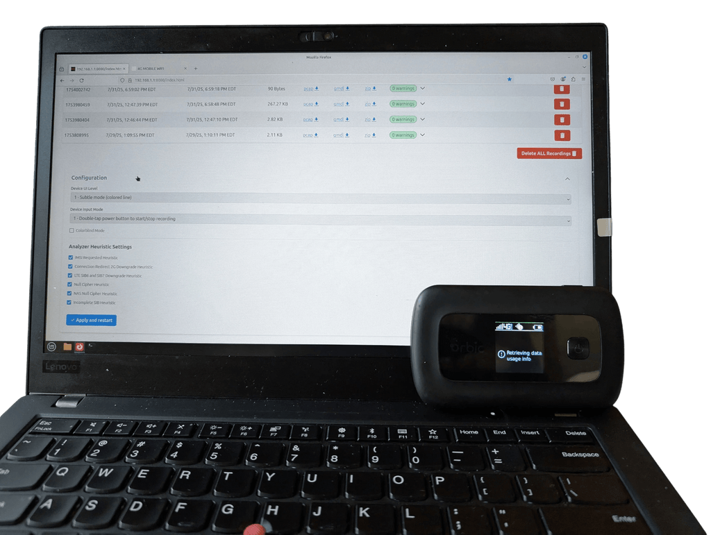 Open Box - RayHunter IMSI Catcher / Stingray Detector – Orbic RC400L Mobile Hotspot Professionally Installed • Updated • Fully Tested