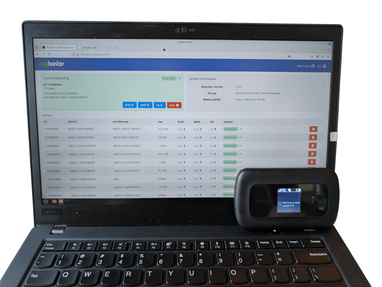 Open Box - RayHunter IMSI Catcher / Stingray Detector – Orbic RC400L Mobile Hotspot Professionally Installed • Updated • Fully Tested