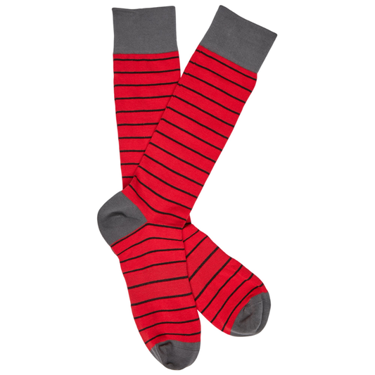 Red and Black - Wide Stripe Socks