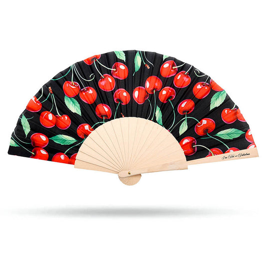 Red Cherries Hand Fan