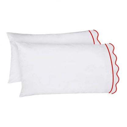 400TC Cotton Scallop Embroidery & Border Sateen Solid Sheet Set