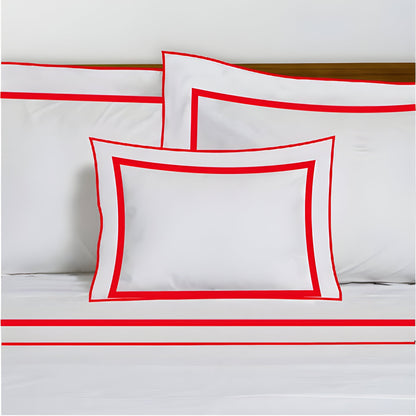 400TC Embroidery & Border Cotton Sateen Solid Duvet Cover Set