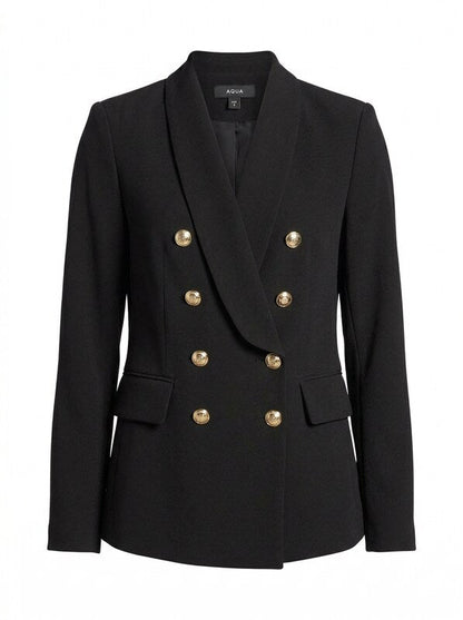 Aqua Women's Double Breasted Blazer, Black, Size Small