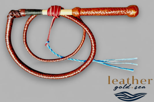 Handmade Cowboy Whip – Light Brown Genuine Leather