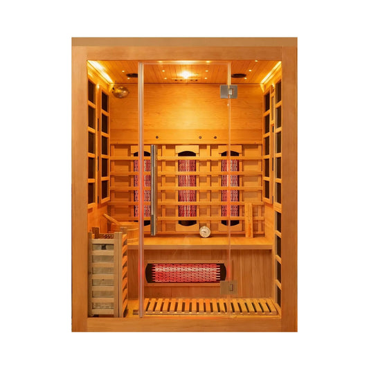 Rövia Aurora 3-Person Indoor Hybrid Sauna Room With Infrared And 4.5KW Steam Heater [Made-To-Order] (SAK41592)