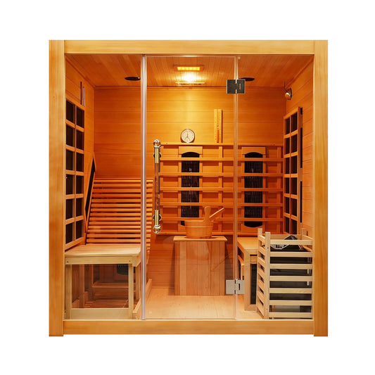 Rövia Oasis 3-Person Indoor Hybrid Sauna Room With Built-In Lounge Chair [Made-To-Order] (SAK35182)