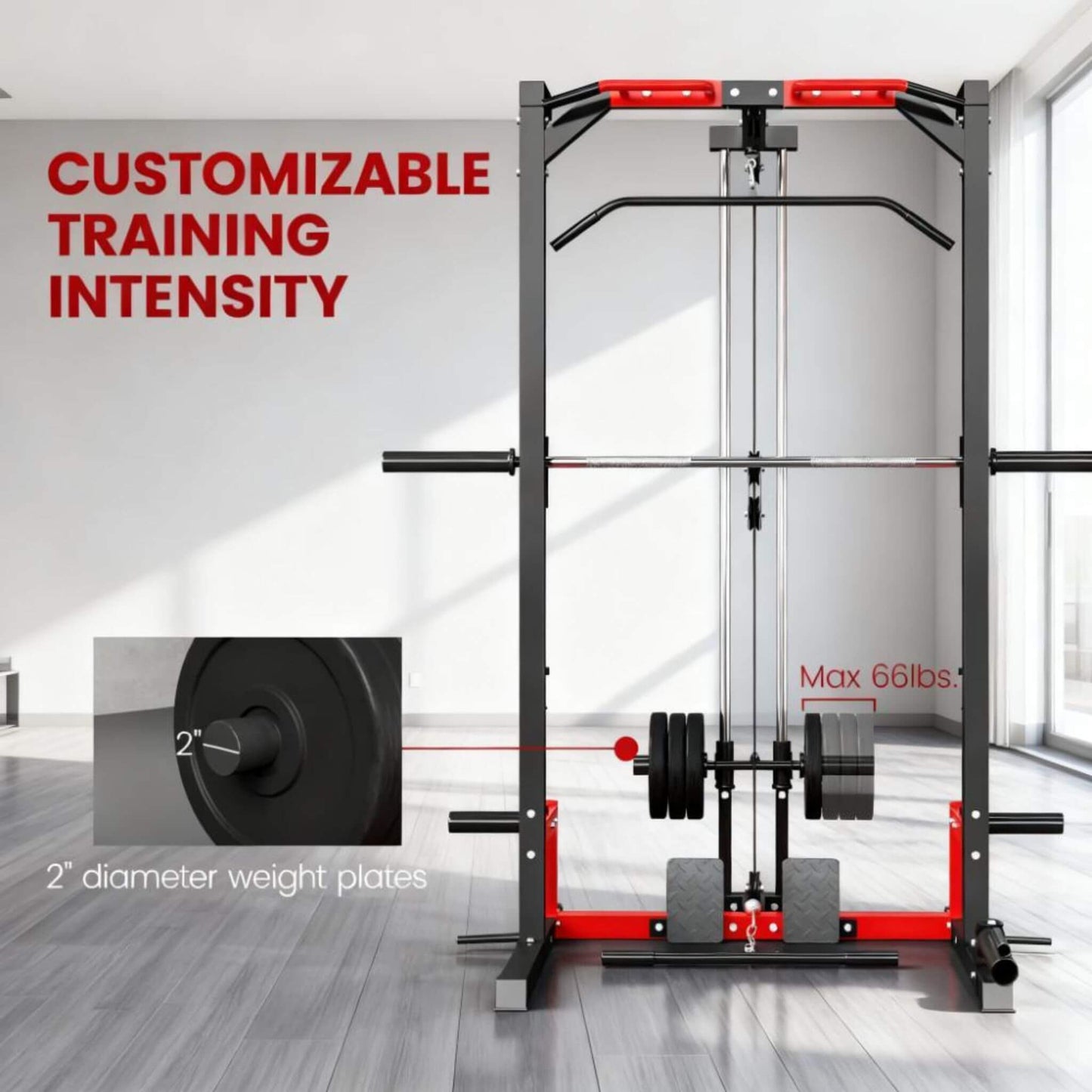 Rovix All-In-One Home Gym Squat Rack With Pull Up And Lat System (SAK95431)