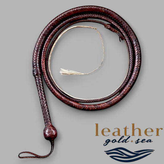 Brown Leather Whip – Handmade 16 Plait Made in USA