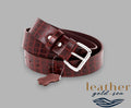 mens western belt buckle - Genuine Leather - Red & Brown
