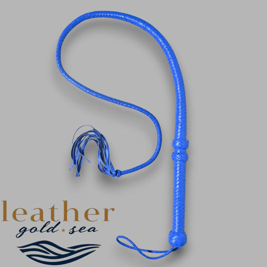 Bullwhip for Sale – Handmade Blue Leather 16 Plait