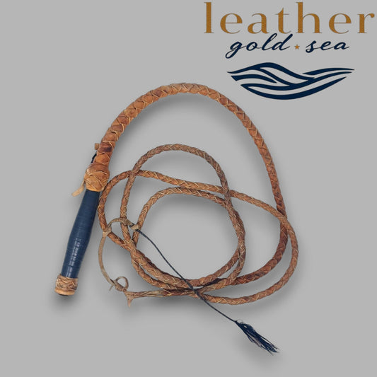 Handmade Brown Cowboy Whip – Genuine Leather Bullwhip (4–16 ft)