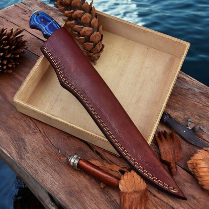 Custom Handmade Damascus Fillet Knife – 12" Exotic Wood Handle