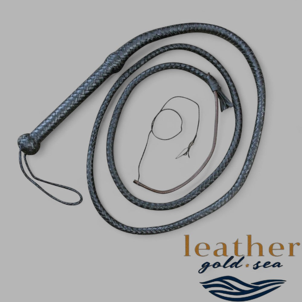 Leather for Bullwhip – Handmade 16 Plait Black (Made in USA)