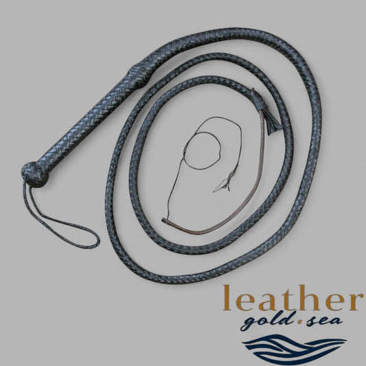 Leather for Bullwhip – Handmade 16 Plait Black (Made in USA)