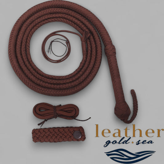 Paracord Bullwhip – Handmade 16 Plait Brown