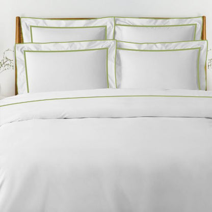 400TC Embroidery & Border Cotton Sateen Solid Duvet Cover Set