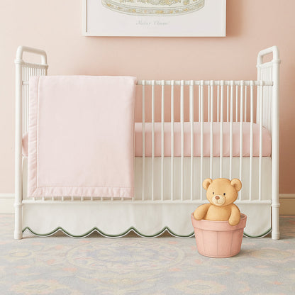 Scallop Embroidery Cotton Crib Skirt