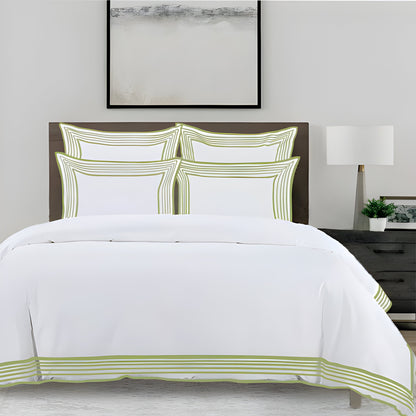 Smart Border 400TC Cotton Embroidery Sateen Solid Duvet Cover Set