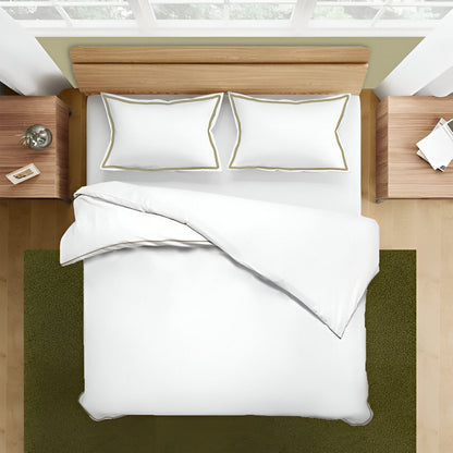 400TC Embroidery Cotton Sateen Solid Duvet Cover Set