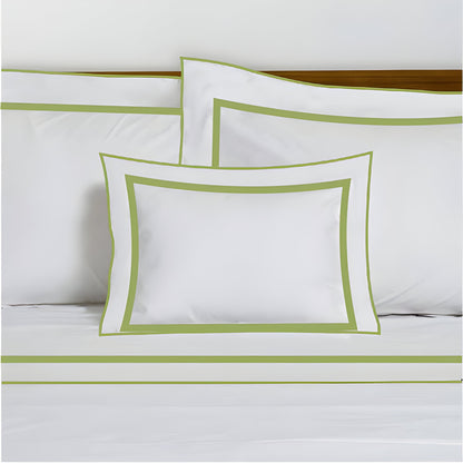 400TC Embroidery & Border Cotton Sateen Solid Duvet Cover Set
