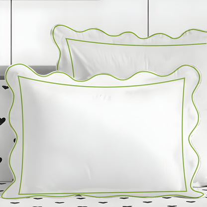 400TC Cotton Scallop Embroidery & Border Sateen Solid Duvet Cover Set