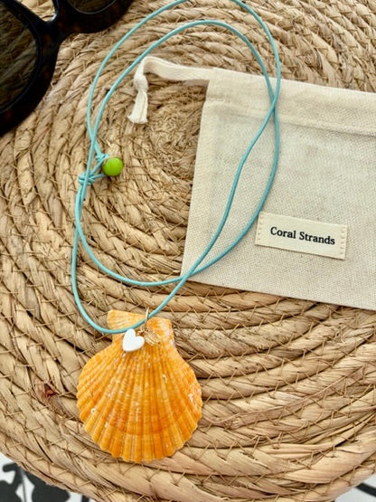 Sea Shell Pendant Necklace with Semi-Precious Gemstones