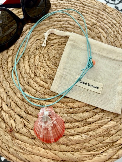 Sea Shell Pendant Necklace with Semi-Precious Gemstones