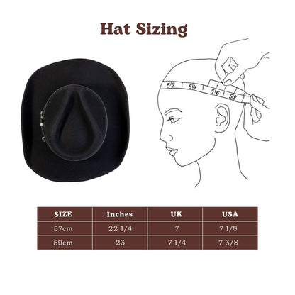 Silver Buckle Black Felt Cowboy Hat