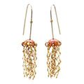 Mini Red Copper Jellyfish Earrings with White Pearls and Sterling Silver Earwires
