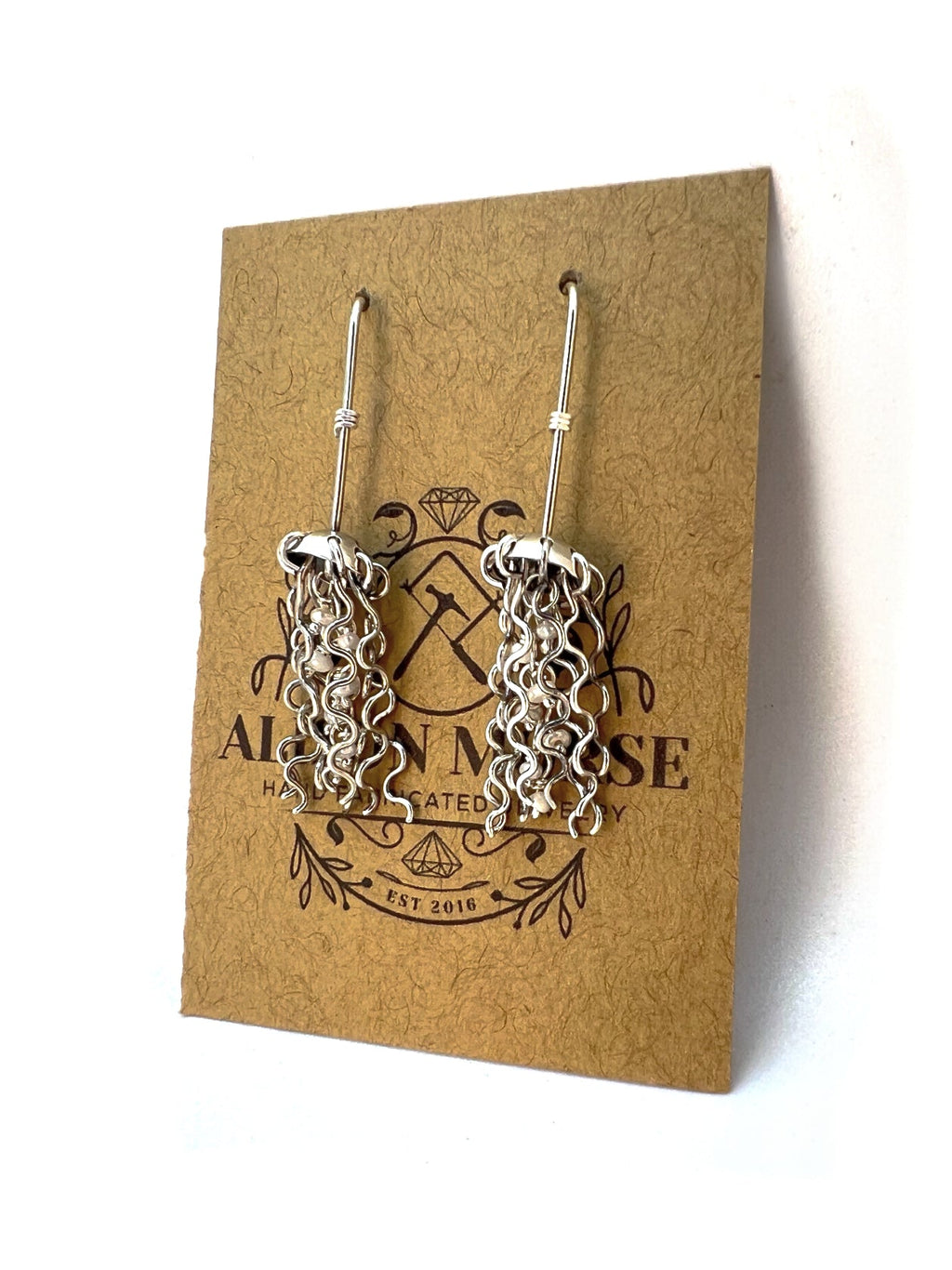 Mini Jellyfish Earrings in Sterling Silver with White Pearls
