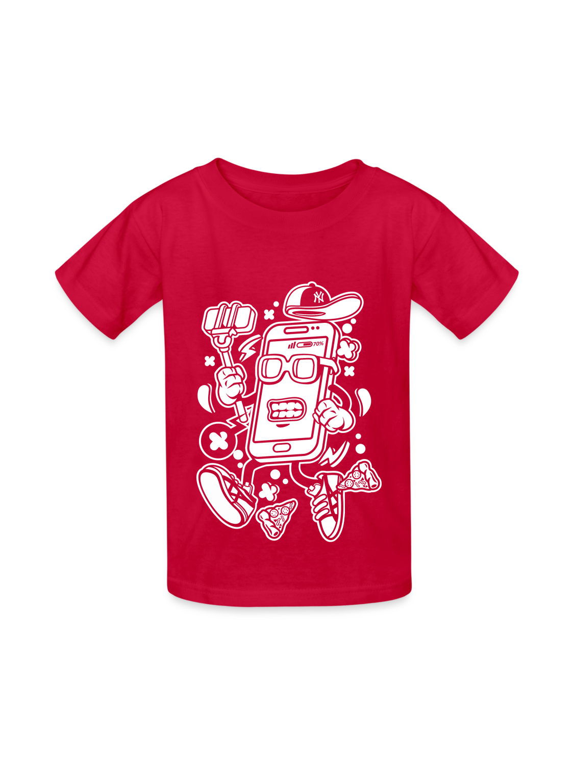 Boys Selfie Cell Phone Short Sleeve Crewneck T-Shirt