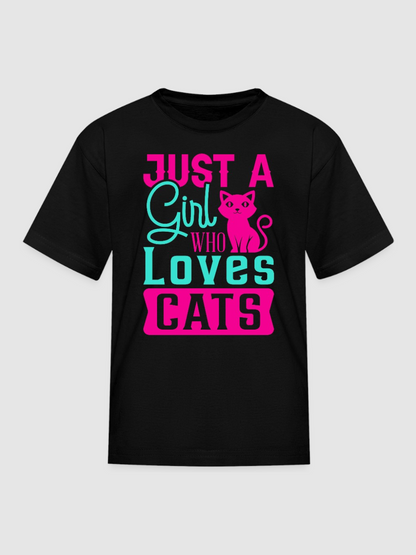 Girls Just A Girl Who Love Cats Short Sleeve Summer T-Shirt