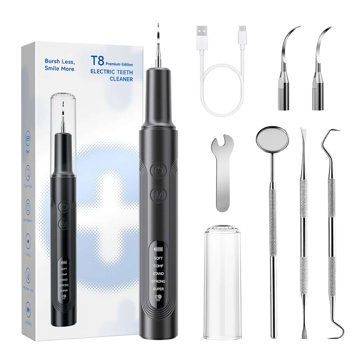 T8 Ultrasonic Tooth Cleaner - Professional Dental Plaque Remover for a Healthier Smile