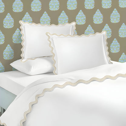 400TC Cotton Sateen Triple Scallop Embroidery Duvet Cover Set