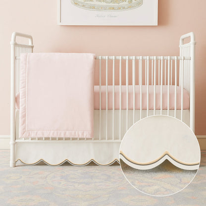 Scallop Embroidery Cotton Crib Skirt