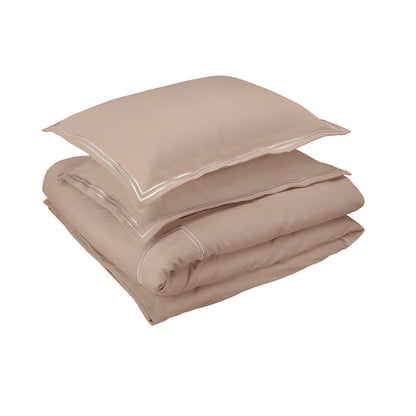 400TC Cotton Luxurious Double Embroidery Sateen Solid Duvet Cover Set