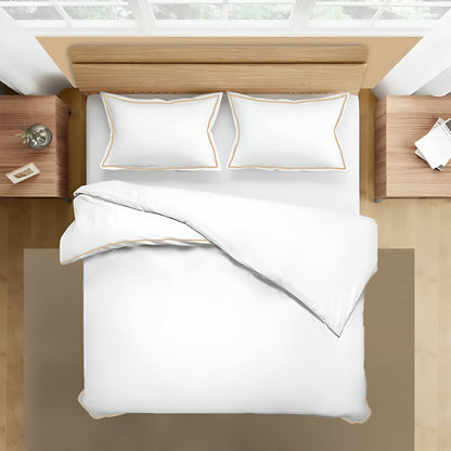 400TC Embroidery Cotton Sateen Solid Duvet Cover Set