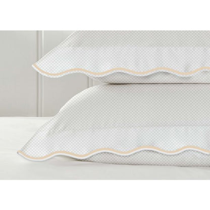 400TC Cotton Scallop Embroidery Sateen Microcheck Duvet Cover Set