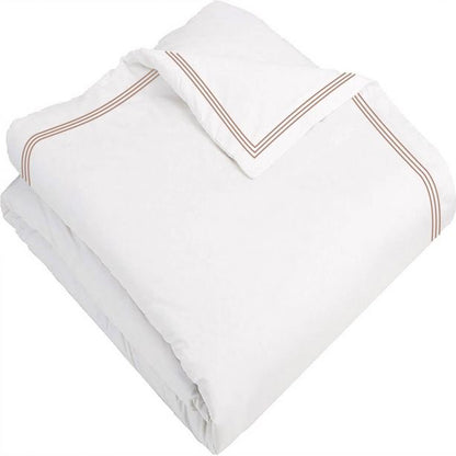 400TC Cotton Triple Edge Embroidery Sateen Solid Duvet Cover Set
