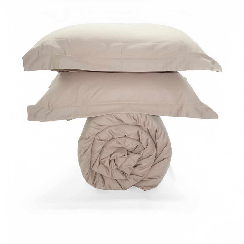 400TC Sateen Solid Cotton Round Duvet Cover Set
