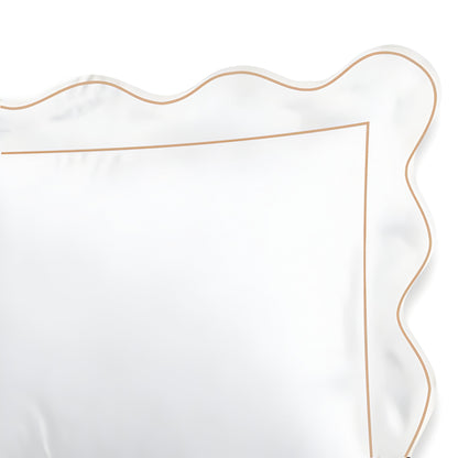 400TC Cotton Scallop Embroidery & Border Sateen Solid Duvet Cover Set