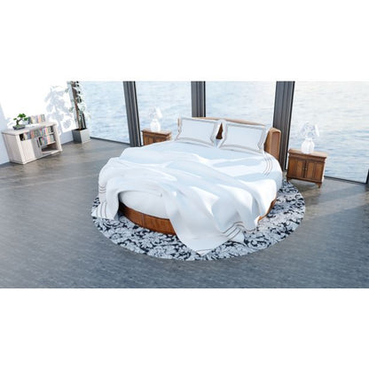 400TC Cotton Triple Embroidery Sateen Solid Round Duvet Cover Set