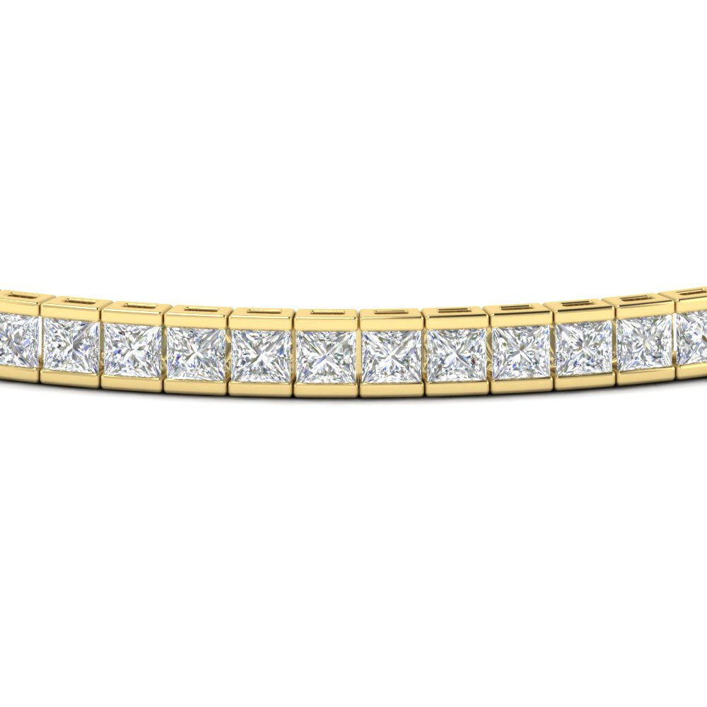 6.00 CTW Created Moissanite Princess Cut Half Bezel Tennis Bracelet in 14K Gold Over Sterling