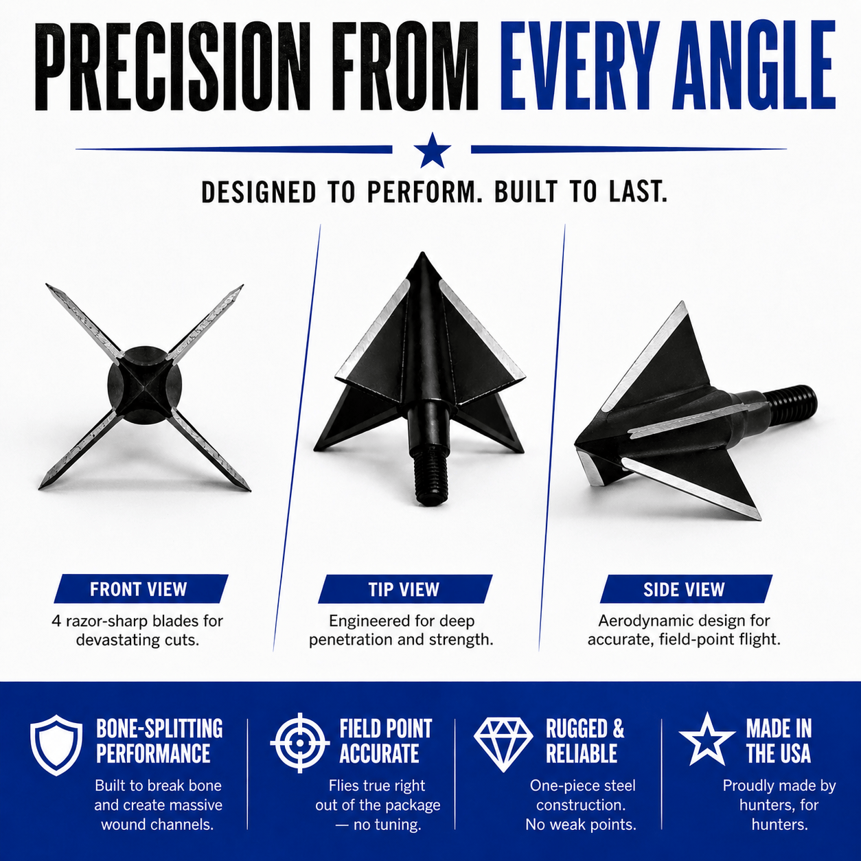 TOTA | 150 grain XL broadhead | 1-3/16-inch solid | fixed blade