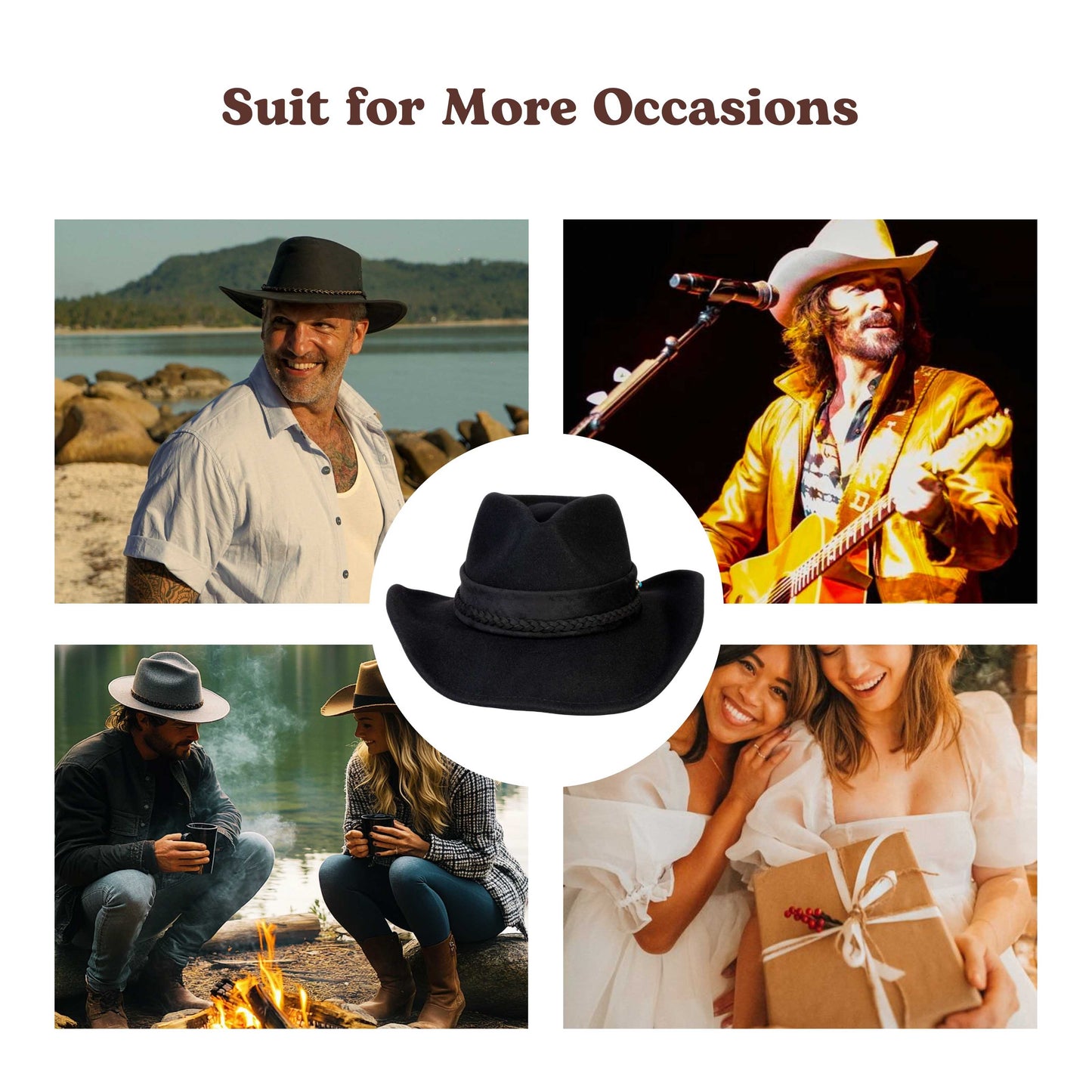 Turquoise Ridge Black Felt Cowboy Hat